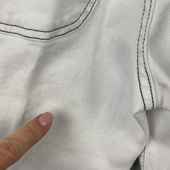 Vilagallo Lidia Denim Pants Womens White Straight Leg Side Button Pockets US 6 - Picture 9 of 9
